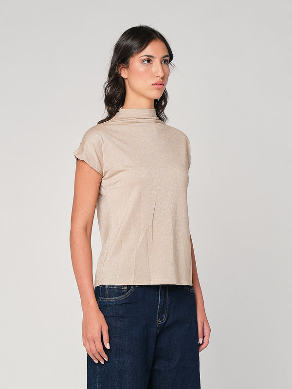 Maglia lurex collo alto