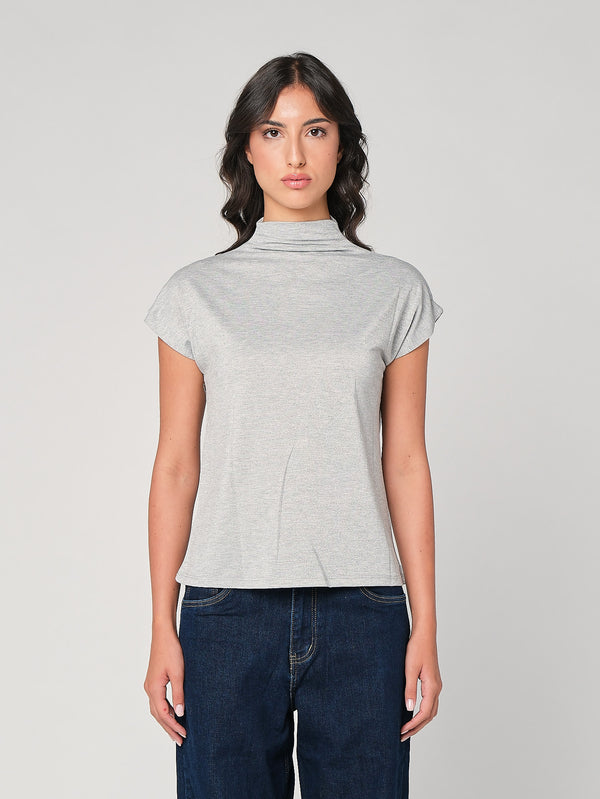 Maglia lurex collo alto