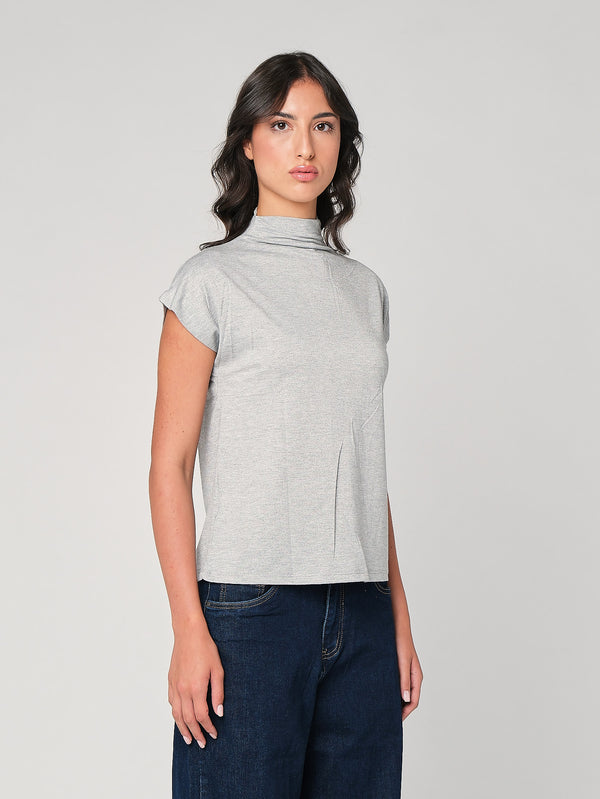 Maglia lurex collo alto