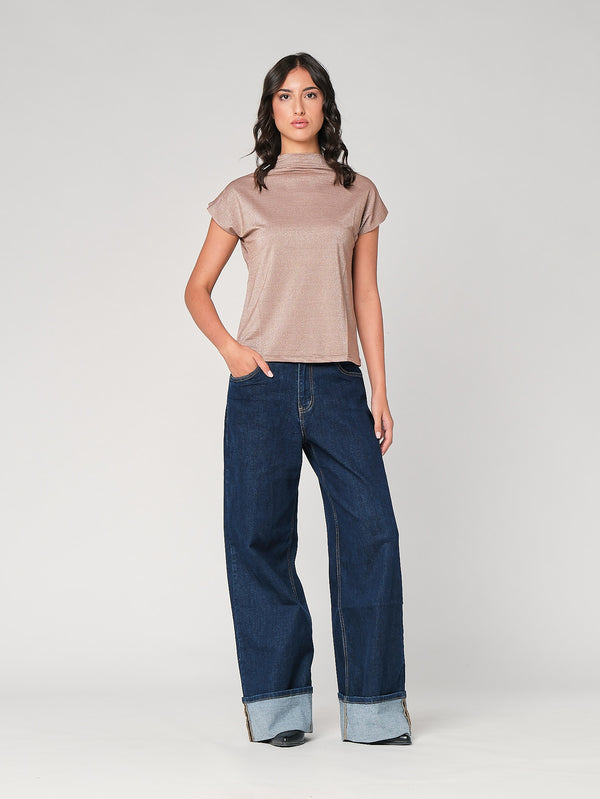 Maglia lurex collo alto