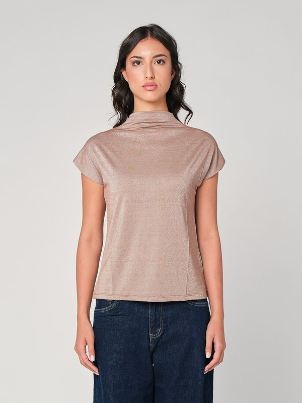 Maglia lurex collo alto