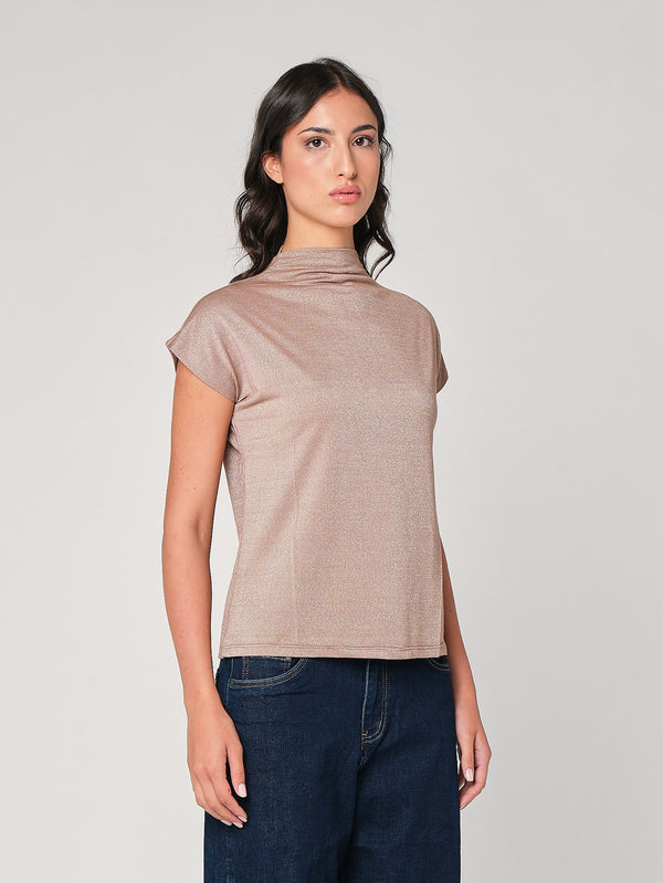Maglia lurex collo alto