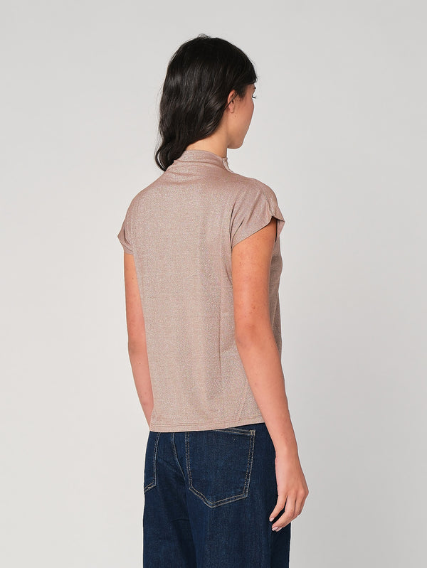 Maglia lurex collo alto
