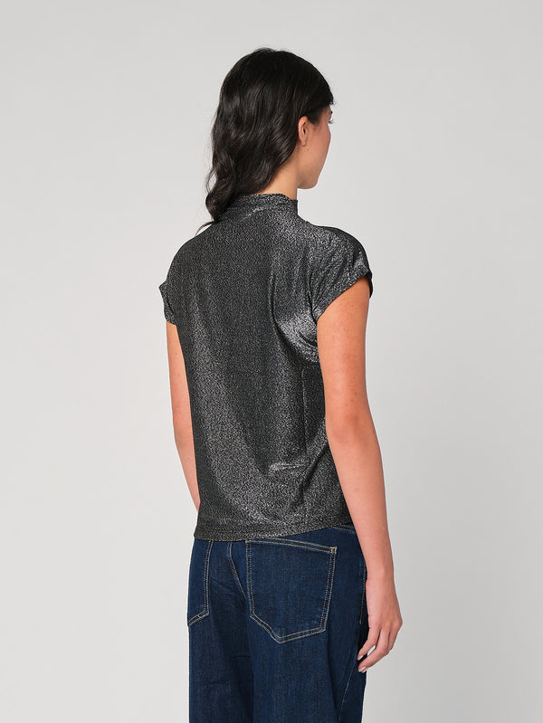 Maglia lurex collo alto