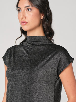 Maglia lurex collo alto