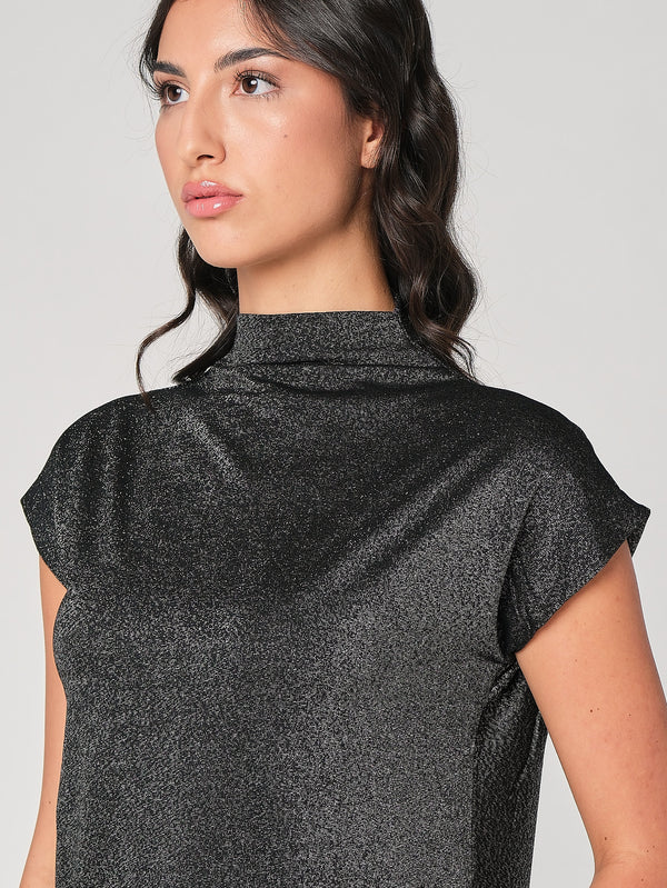 Maglia lurex collo alto