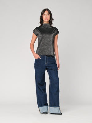 Maglia lurex collo alto