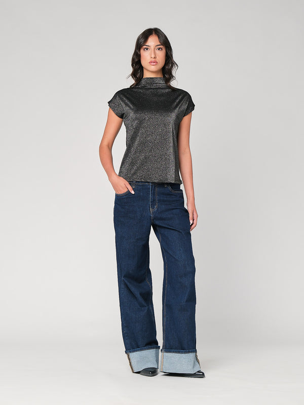 Maglia lurex collo alto