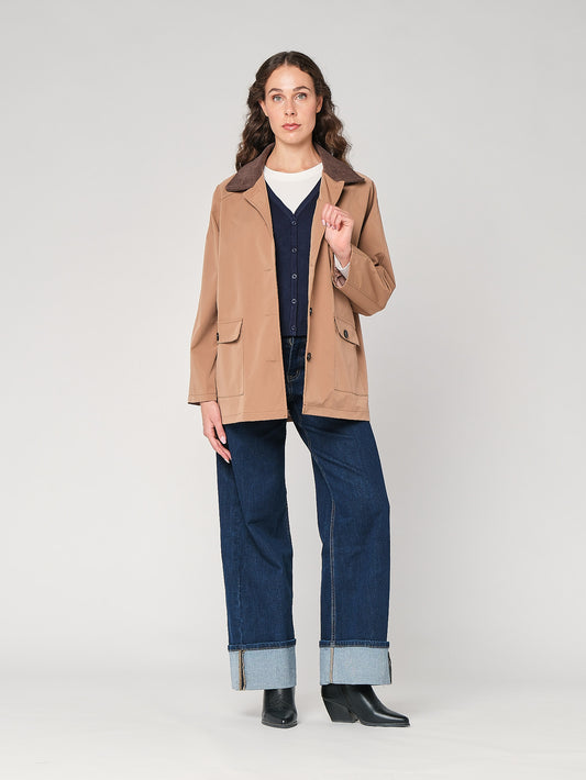 Giacca con collo in velluto a costine