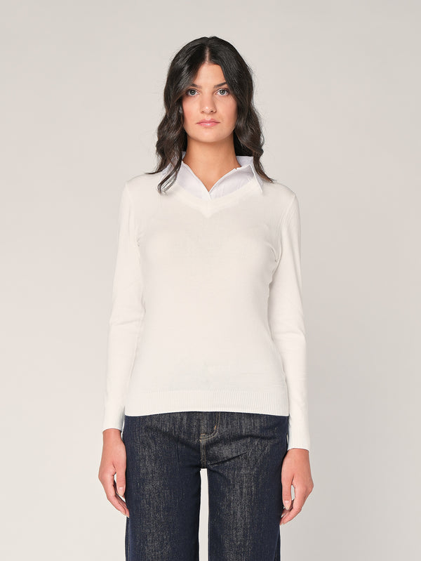 Maglia con collo a camicia