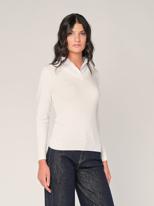 Maglia con collo a camicia