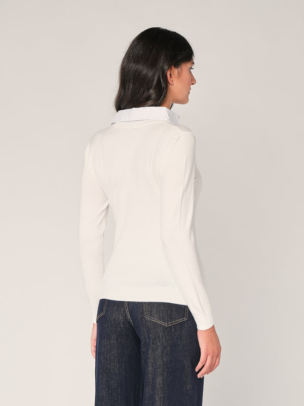 Maglia con collo a camicia