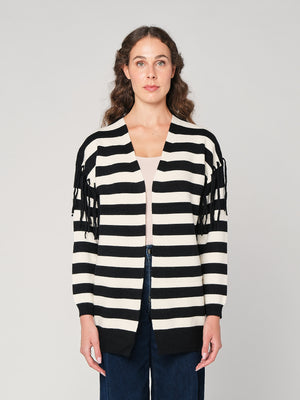 Cardigan a righe con frange