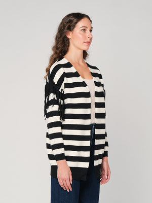 Cardigan a righe con frange