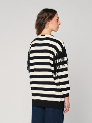 Cardigan a righe con frange