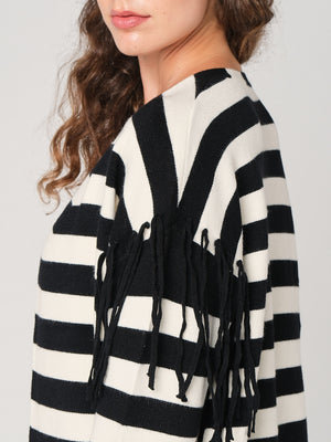 Cardigan a righe con frange