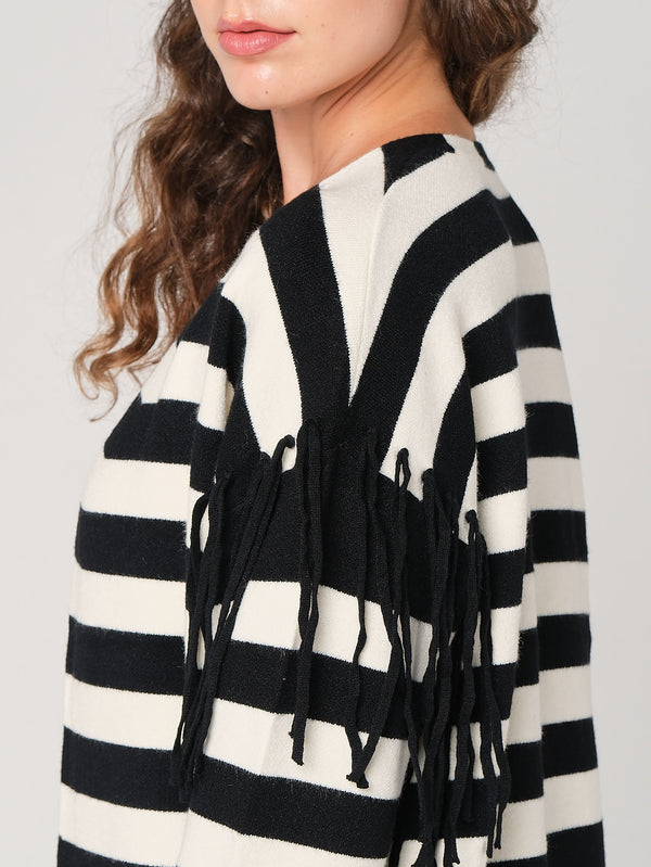 Cardigan a righe con frange