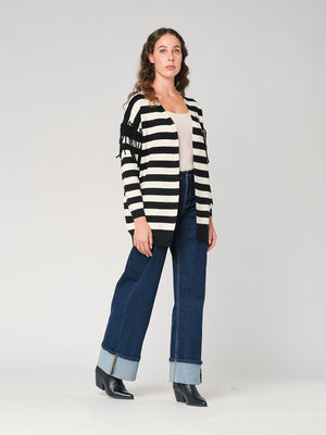 Cardigan a righe con frange