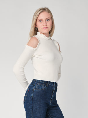 Maglia a costina spalle nude