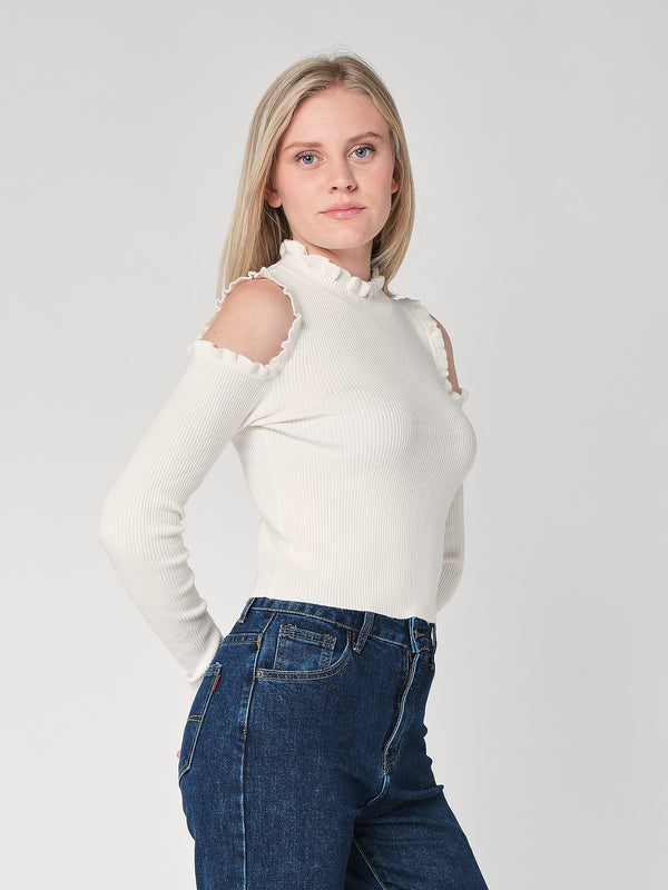 Maglia a costina spalle nude