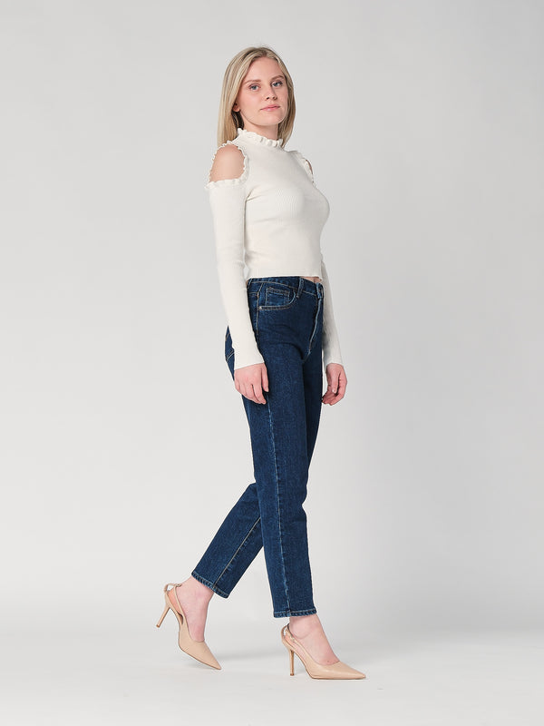 Maglia a costina spalle nude