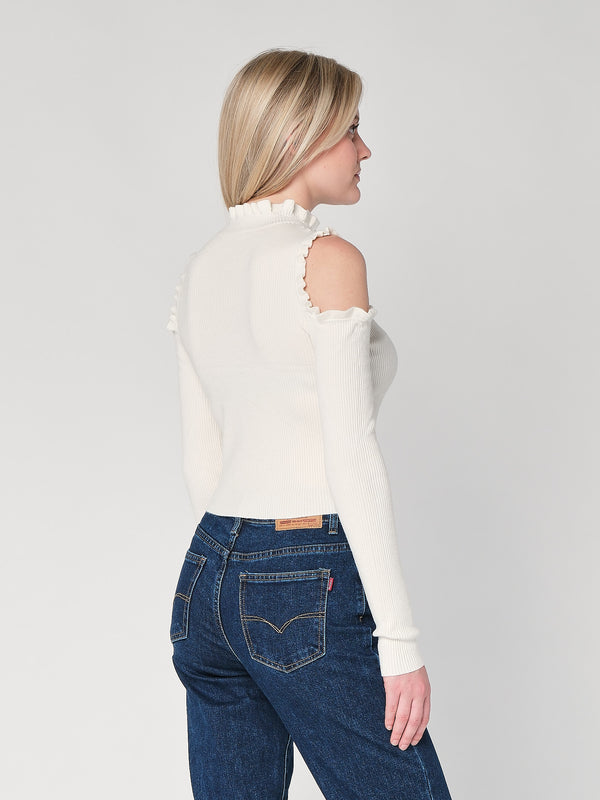 Maglia a costina spalle nude