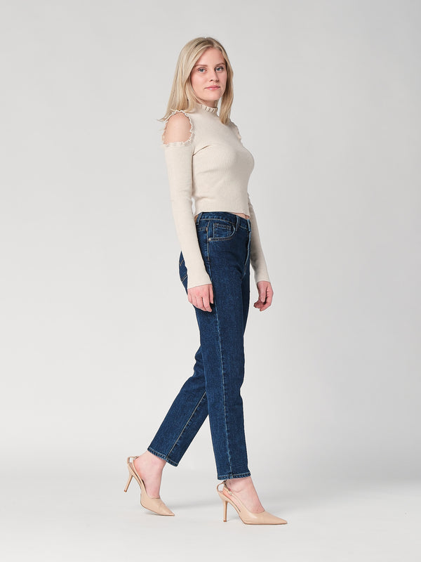 Maglia a costina spalle nude