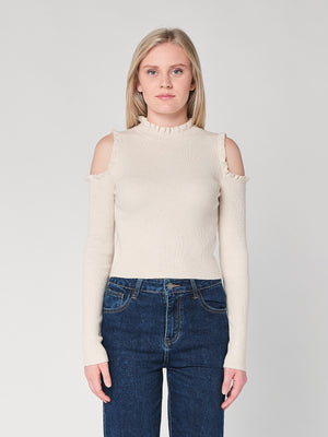 Maglia a costina spalle nude