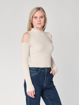 Maglia a costina spalle nude