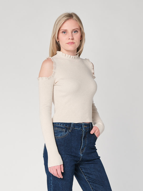 Maglia a costina spalle nude