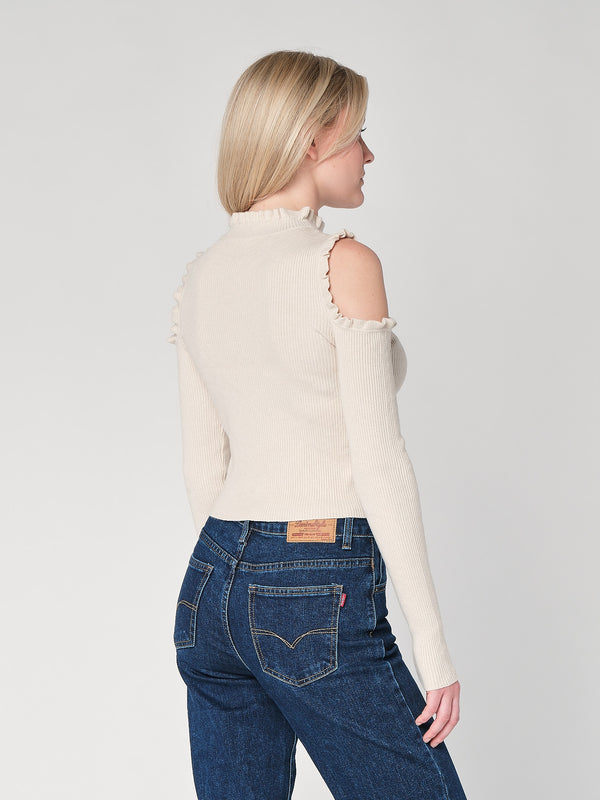 Maglia a costina spalle nude