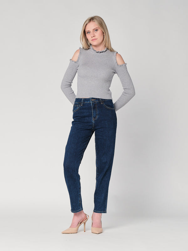 Maglia a costina spalle nude