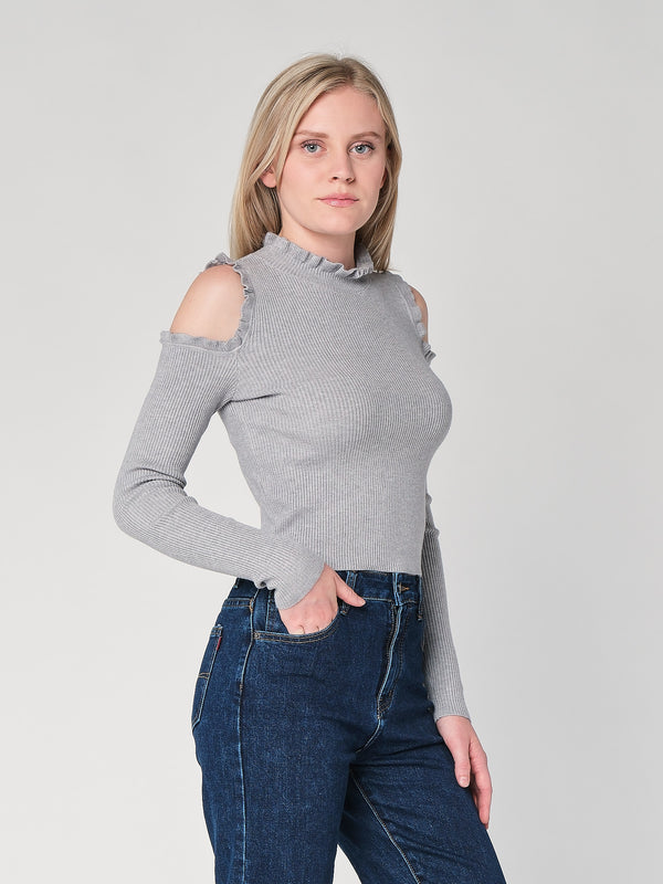 Maglia a costina spalle nude