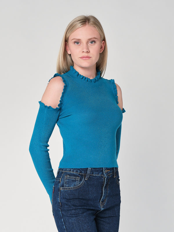 Maglia a costina spalle nude