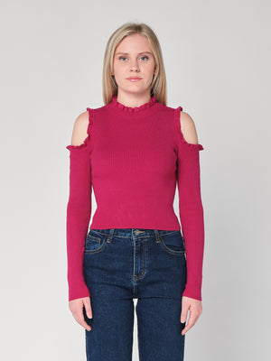 Maglia a costina spalle nude