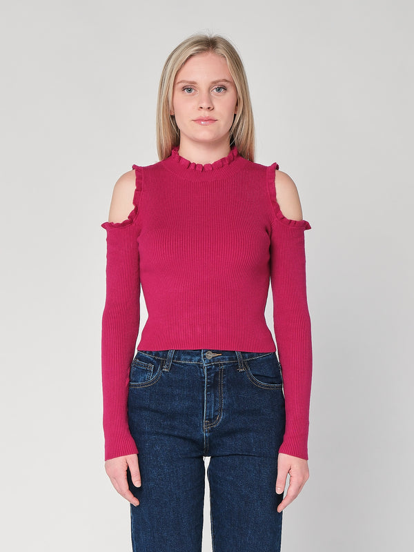 Maglia a costina spalle nude