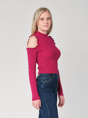 Maglia a costina spalle nude