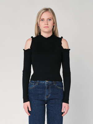 Maglia a costina spalle nude