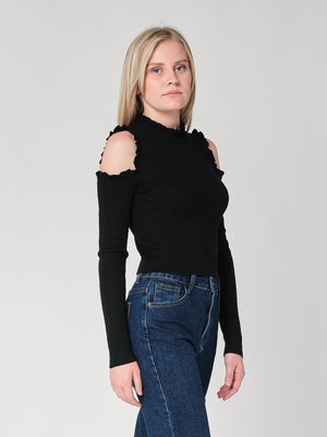 Maglia a costina spalle nude