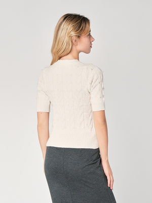 Maglia a trecce con perline