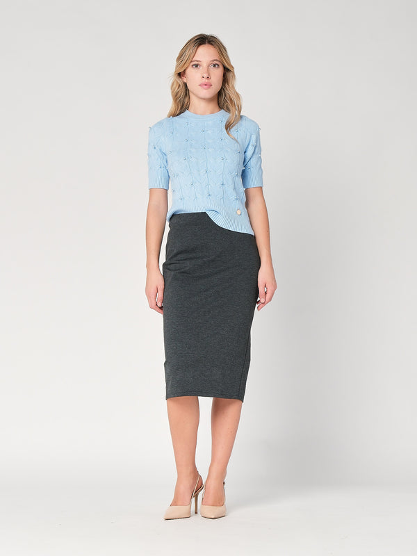Maglia a trecce con perline