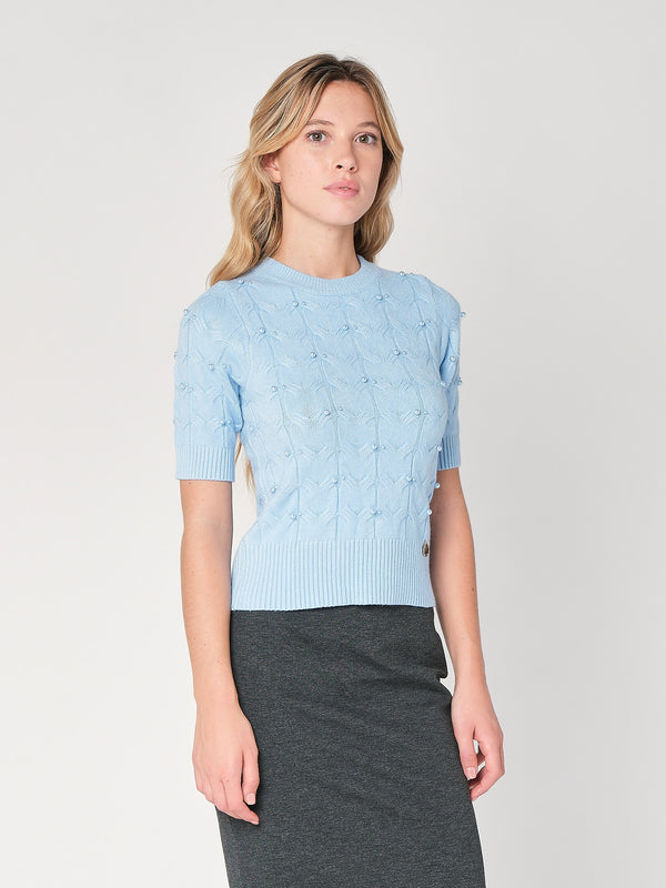 Maglia a trecce con perline