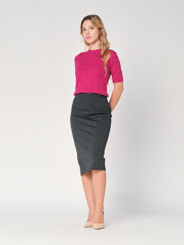 Maglia a trecce con perline