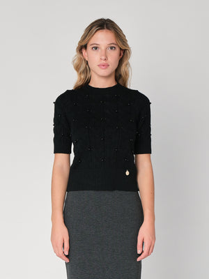 Maglia a trecce con perline