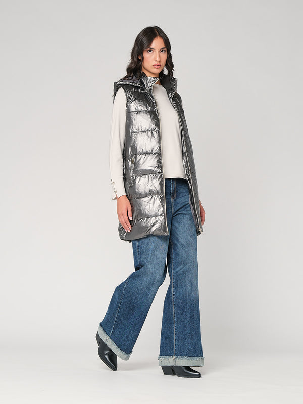 Gilet laminato con cappuccio