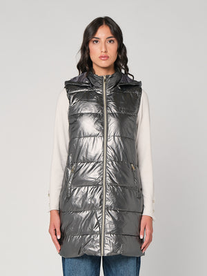 Gilet laminato con cappuccio