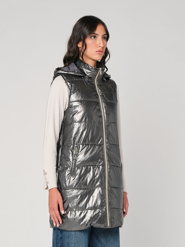 Gilet laminato con cappuccio