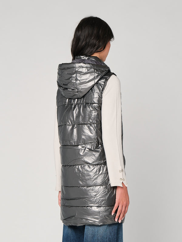 Gilet laminato con cappuccio