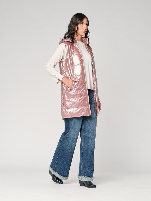 Gilet laminato con cappuccio