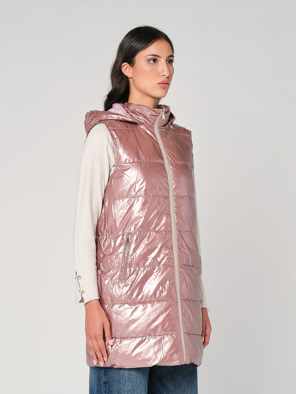 Gilet laminato con cappuccio